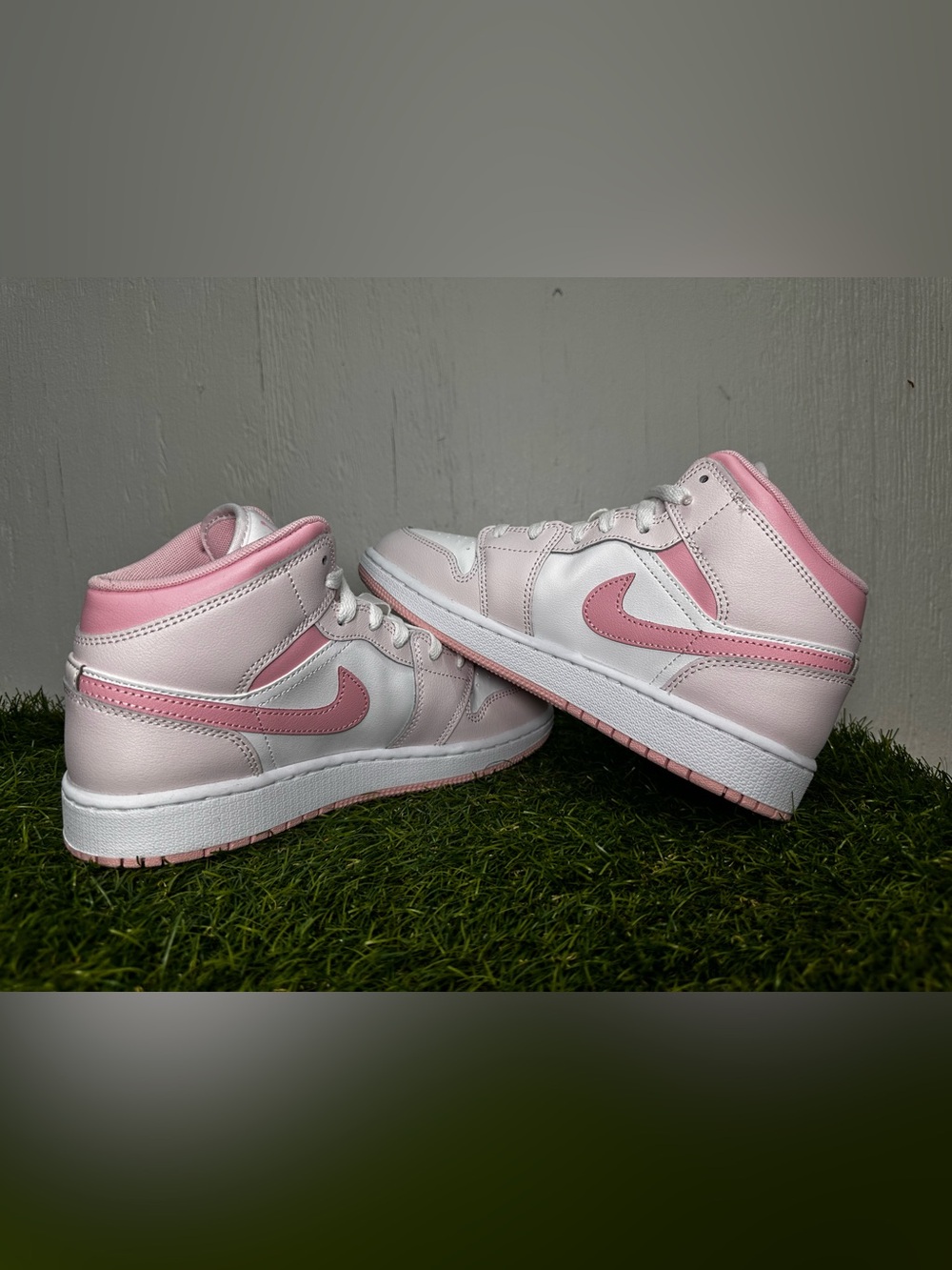 Nike Air Jordan 1 Mid White & Light Pink Sneakers - Picture 5 of 9